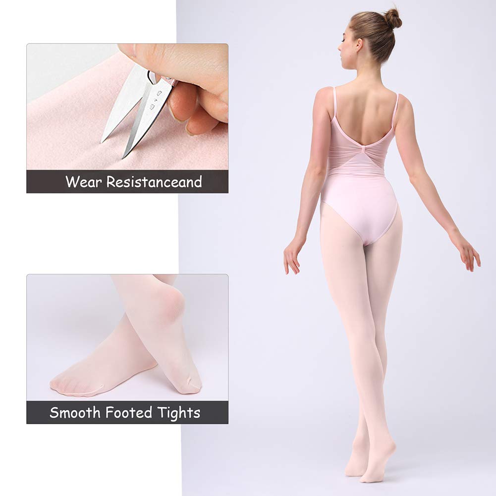 Soudittur Medias de Ballet Danza Para Niñas y Mujer 90 DEN en Rosa, Blanco y Negro