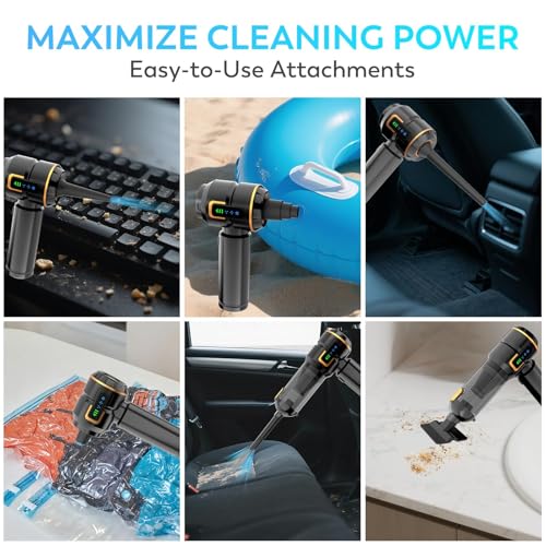 Image of FYA Handheld Vacuum Cleaner Cordless, 4 in 1 Car Vacuum Cleaner & Compressed Air Duster Blower, Rechargeable 6000mAh, 3 Speed Suction Upto 18000PA, BLDC Motor, for Home Car Pet Hair Deep Cleaning