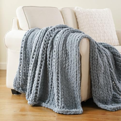 Battilo Chunky Knit Throw Blanket for Couch, Soft...