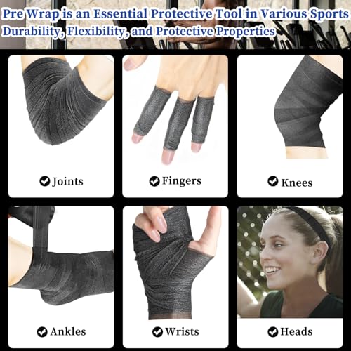 Image of Upgraded Pre Wrap Athletic Tape, 6‑Pack Multi‑Color Sports Pre‑Wrap