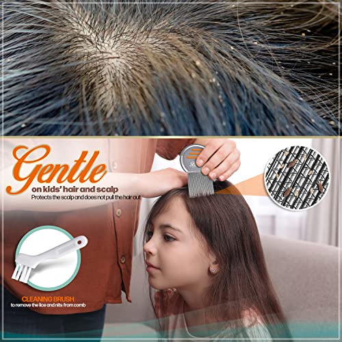 Bussani Lice Comb Removal | Effective For Nit Eggs Or Dandruff | Won't Rust | No Pulling Hair | Best For Long Short Thick Thin Fine Dry Afro Wet Hair | Premium 304 Stainless Steel | W/Cleaning Brush #TOP5
