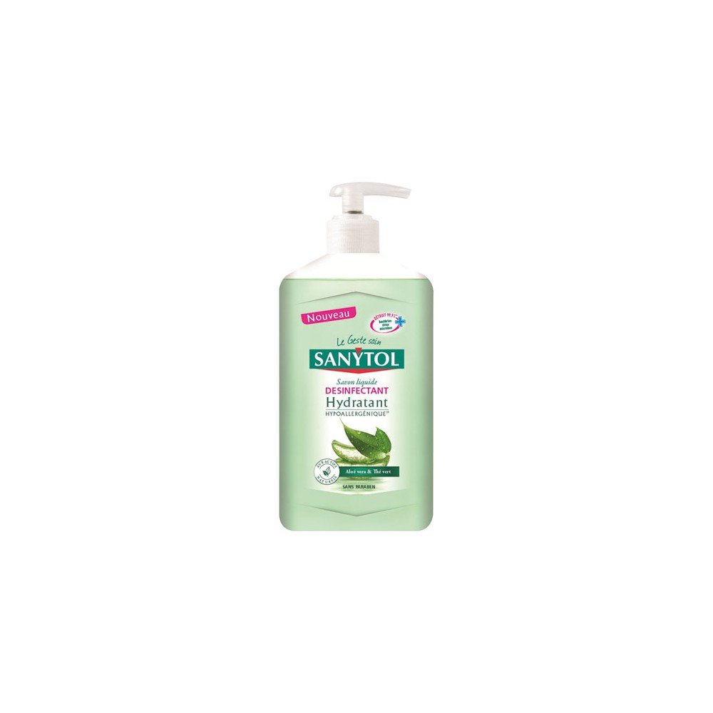 Sanytol jabón desinfectante pieles sensibles té verde y Aloe Vera 250 ml – juego de 3