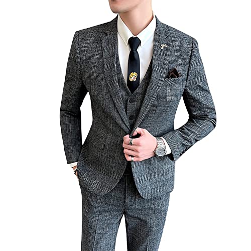 [WEEN CHARM] ウィンチャーム スーツ メンズ スリム スリーピースセットアップ ダブルスーツ チェック柄 - WEEN CHARM - 商品画像
