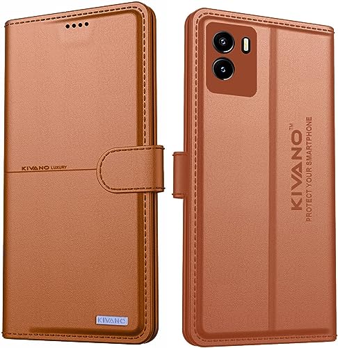 Image of Compatible with Vivo Y15s 2022 / Vivo Y01 Flip Cover | Leather Finish | Inside Pockets & Inbuilt Stand | Shockproof Wallet Style Magnetic Closure Back Cover Case