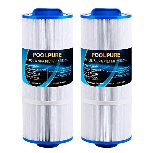 POOLPURE 5CH-352 Spa Filter Replaces PPM35SC-F2M, Marquis Spa 20042, 20092, 70-0240, 370-0242, 370-0243, Filbur FC-0196, 2" Male Thread/MPT Hot Tub Filter, 2 Pack