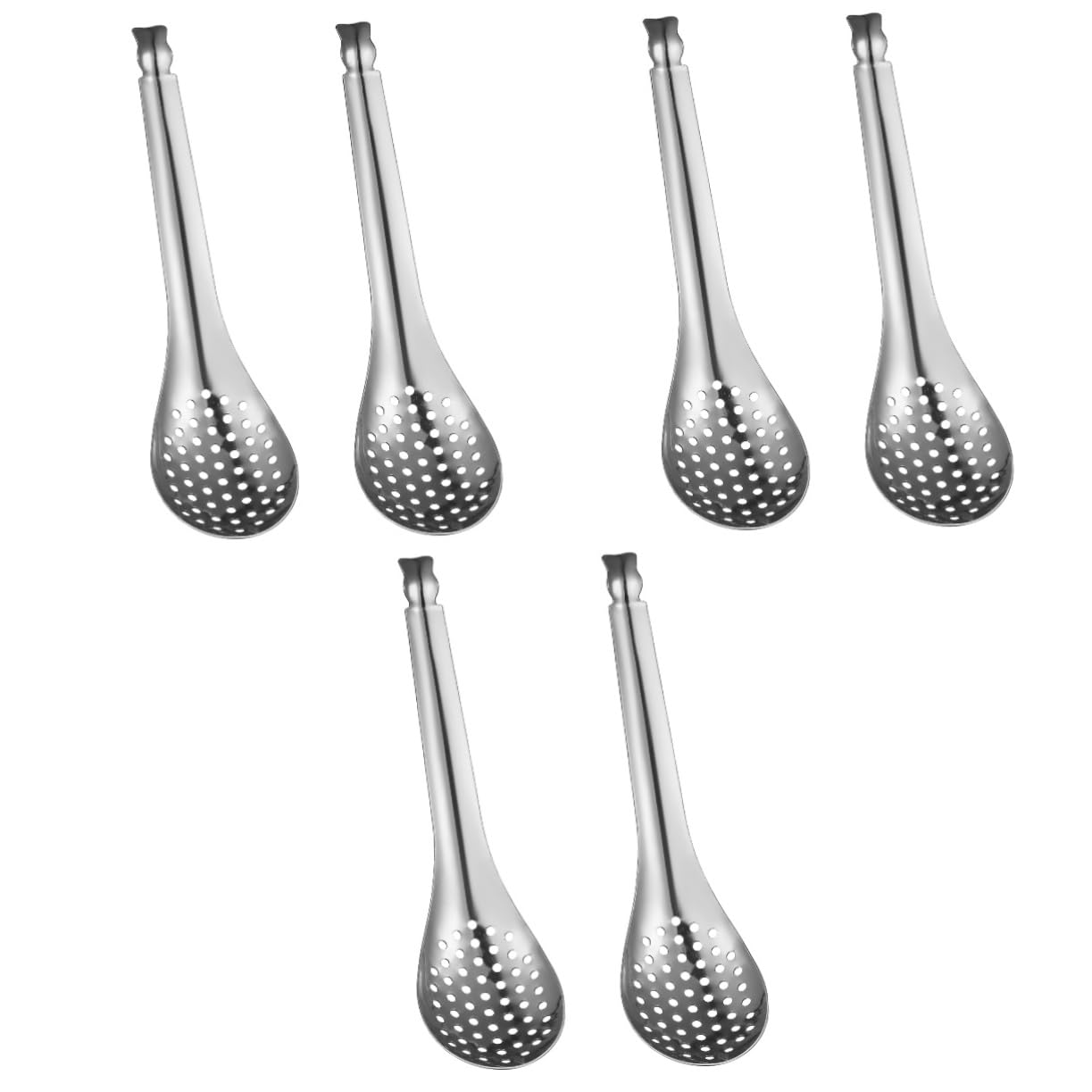 GALPADA 3sets Stainless Steel Strainer Ladle Small Cooking Spoon for Caviar Colander Spoon Large Silver Pearl Design 2pcs*3