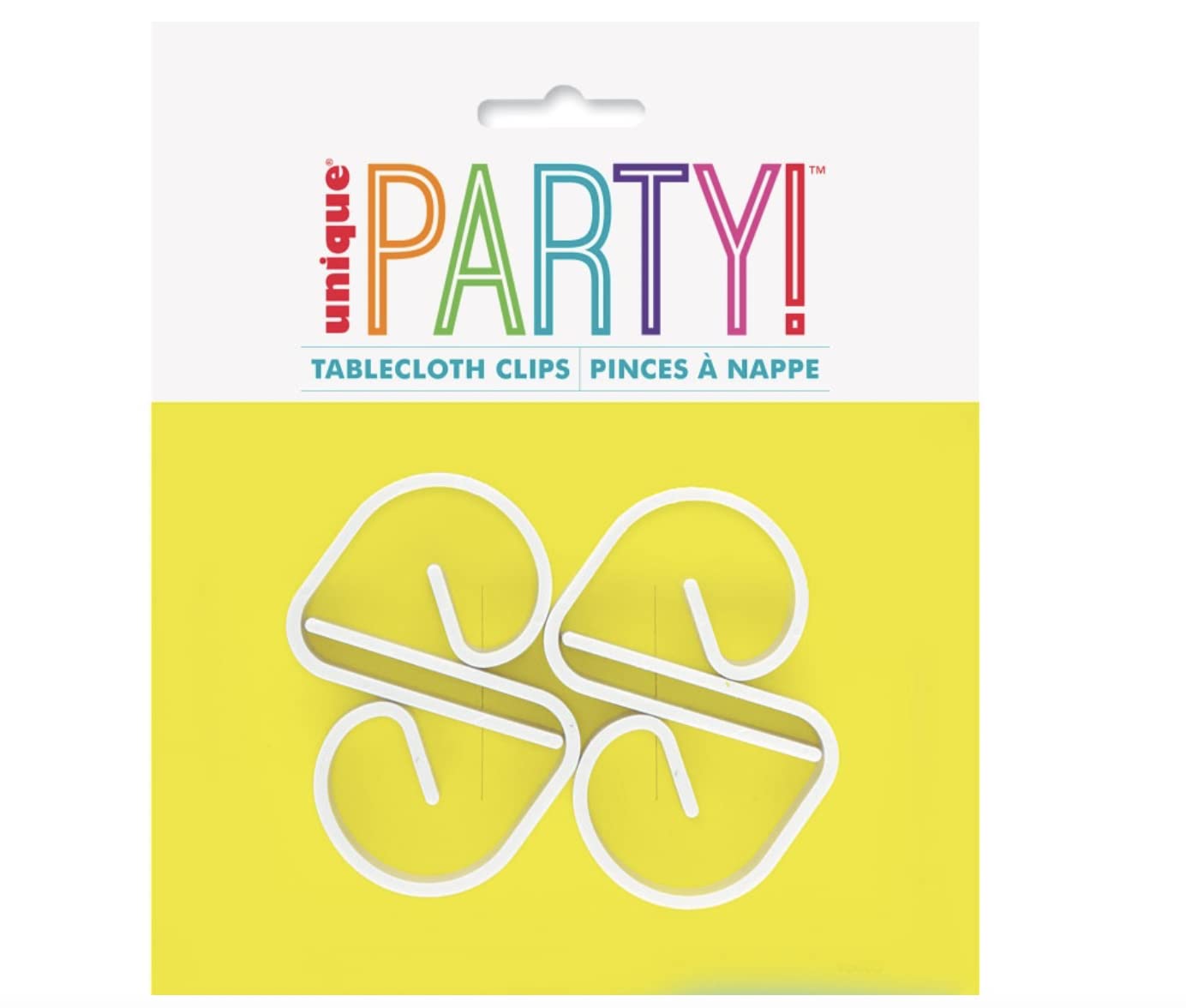 Unique Party 5005 - Tablecloth Clips - Pack of 4, White Plastic