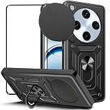 KUSINHOKA Cover per Oppo Find X8 Pro 5G con Staffa + Pellicola Vetro Temperato, [Protezione Fotocamera Slide] Anti-Graffio Custodia in Silicone e PC, Bumper Case Protettiva Cover, Nero