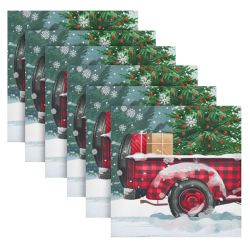 Set de 6 servilletas de tela de Navidad multicolor miniatura 2