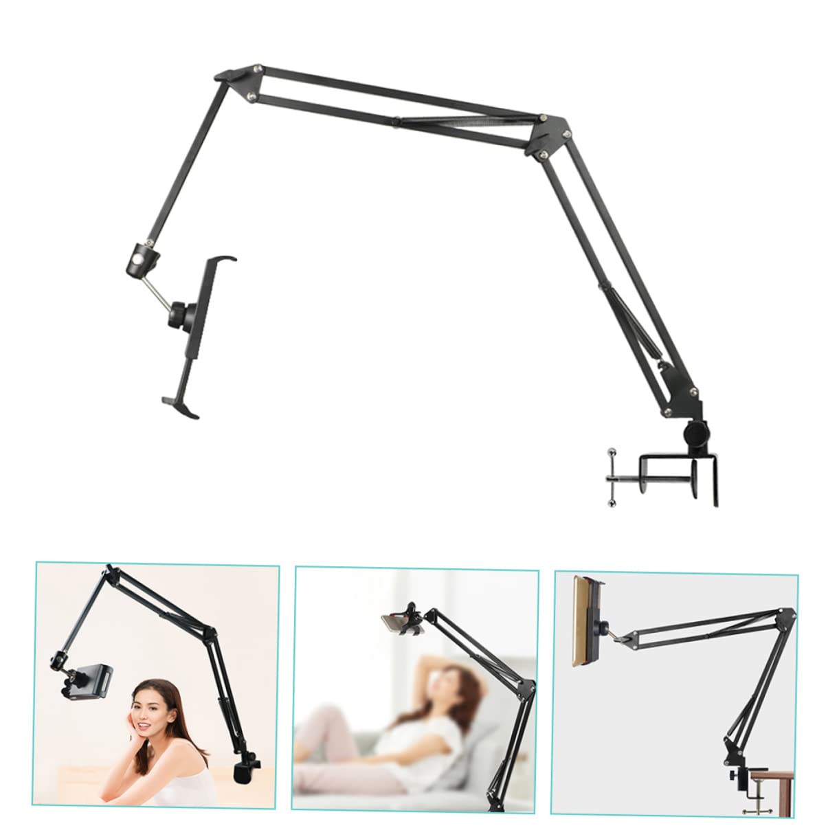 Happyyami Supporto Telefono Regolabile Metallo con Braccio lungo Pieghevole Smartphone e Tablet per Video e Fotografia per Scrivania e