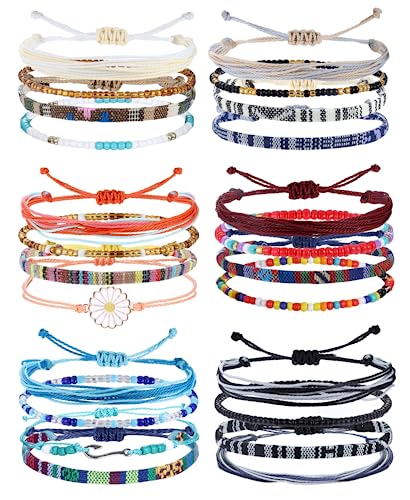 Adramata 24Pcs Pulseras Verano Mujer, Ajustable Pulsera de Onda de Surfista, Pulsera de la Amistad, Pulsera de Cuerda Ocean Beach, Boho Pulsera, Tobilleras para Mujer,B Adramata 24Pcs Pulseras Verano Mujer, Ajustable Pulsera de Onda de Surfista, Pulsera de la Amistad, Pulsera de Cuerda Ocean Beach, Boho Pulsera, Tobilleras para Mujer,B