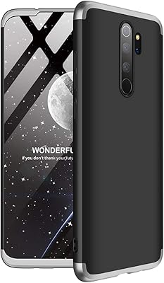 Cover Xiaomi Redmi Note 8 Pro 360 Gradi Ultra Slim Sottile Antiurto +vetro temperato Custodia ZSCHAO Cover Xiaomi Redmi Note 8 Pro rigida libro Full Opaco case Bumper Per Redmi Note 8 Pro nero+argento