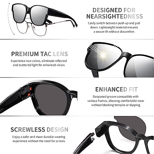 Image of GEGURI Polarized Sunglasses Fit Over Glasses for Men Women, Oversized Square Sun Glasses UV400 Protection Shades