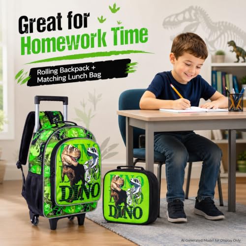 Image of CCJPX Rolling Backpack for Boys, Kids Roller School Bag with Wheels Toddler Wheeled Bookbag Elementary