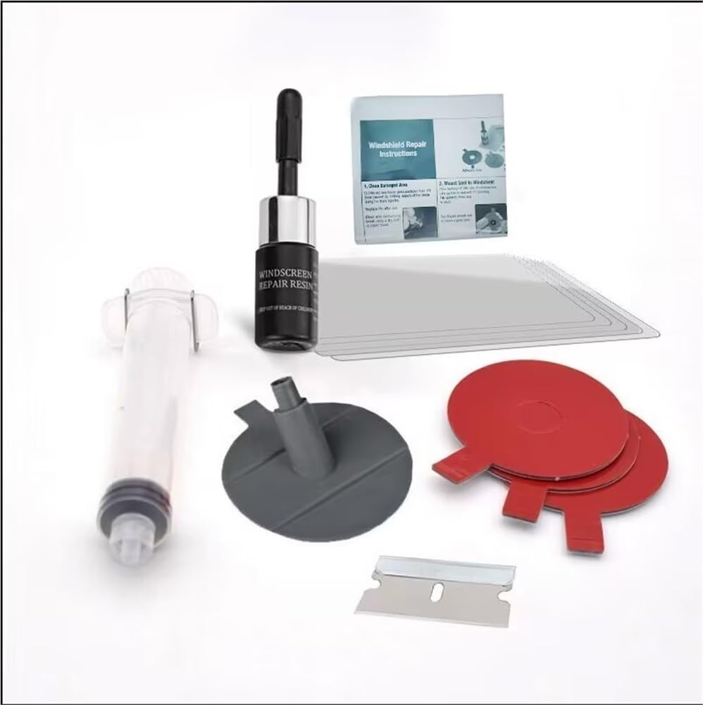 Kit de reparacion de parabrisas de coche con resina UV para grietas de vidrio 8