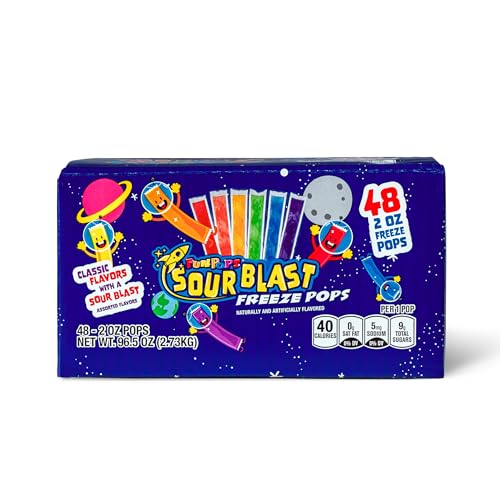 Image of Fun Pops Freeze Pops, Sour Blast Variety Pack, 2oz, 48 Count