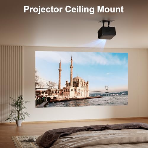 Image of [Officially-Licensed App & Auto Focus]Light Black Smart Mini Projector with WiFi and Bluetooth, XuanPad 4K Support Movie Projector, Portable Native 1080P Outdoor Projector with 360 Stand