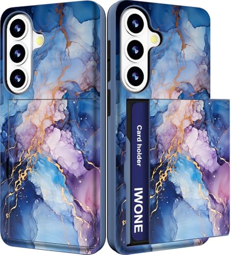 IWONE for Samsung Galaxy S25 FE Case - Blue Marble Stone