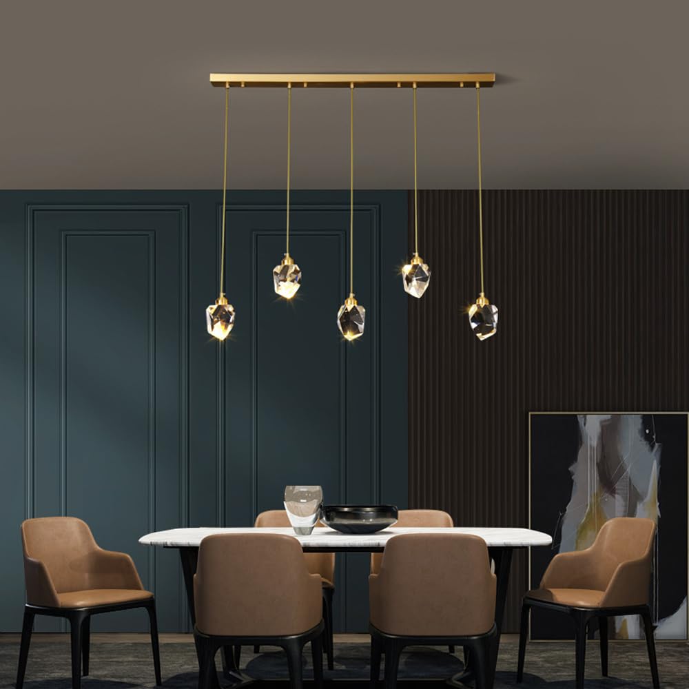 Lustre en cristal moderne réglable pour enlever l'effet sombre d'un couloir avec style dorée