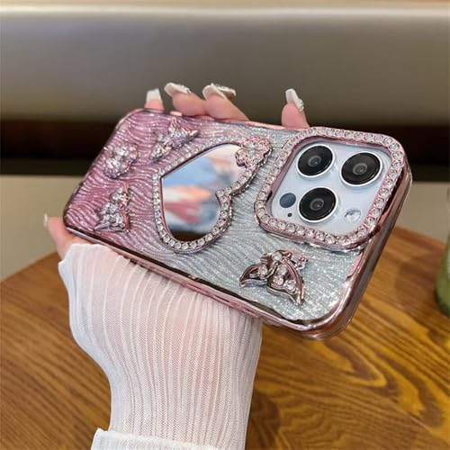 Coque pour iPhone 12 Pro Max luxe strass et placage de nacre au design papillon raffiné