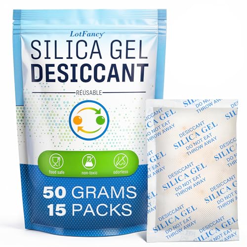 LotFancy 50g Silica Gel Packets (15-Pack)