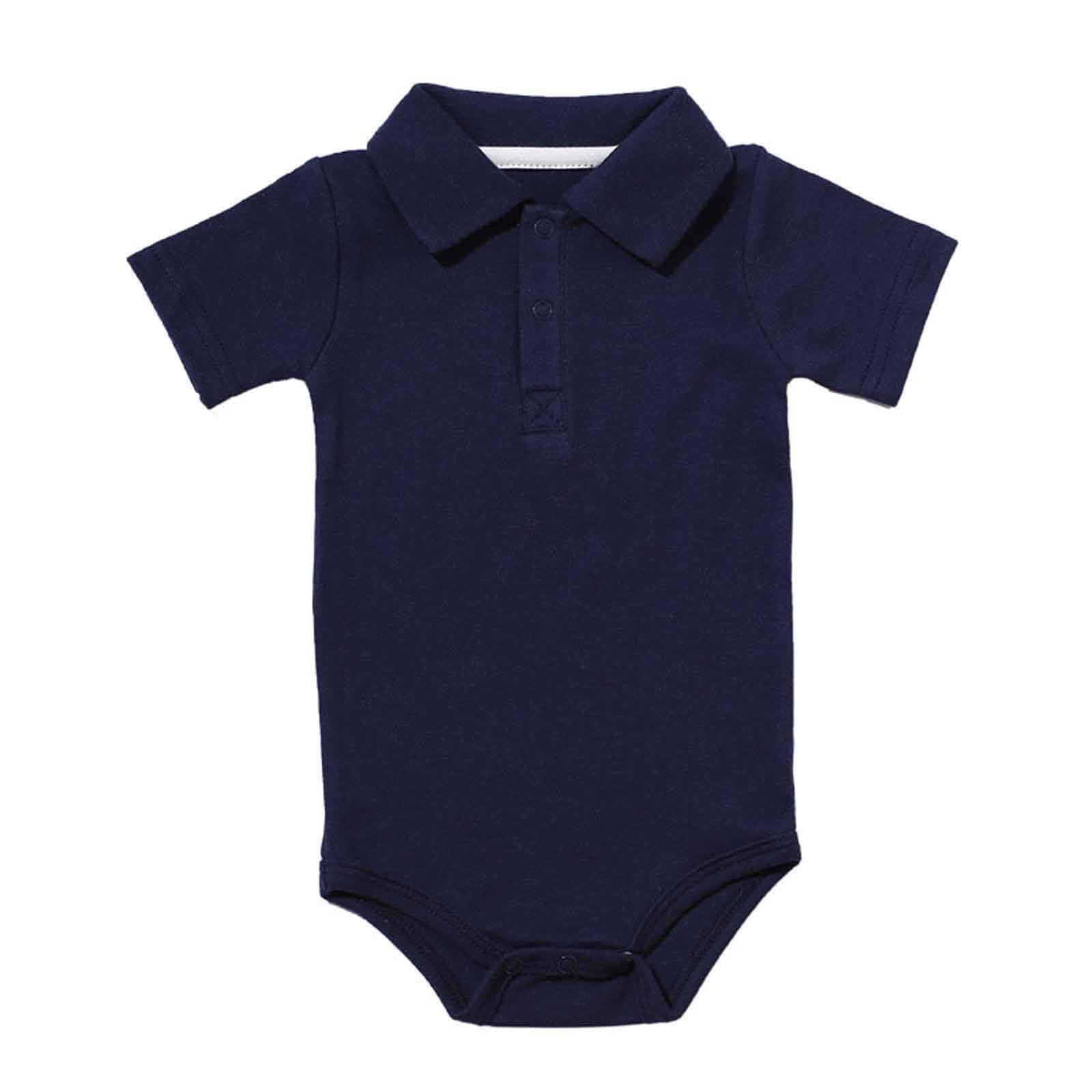 Generisch Tutina a maniche corte per ragazzi, elegante, in morbido cotone per neonati (blu scuro, 9-12 mesi)