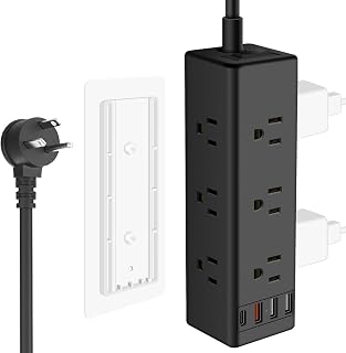13 in 1 Under Desk Power Strip, Removable Under Desktop Fast Charging Outlet Station with 3 USB A and 1 USB C Ports, Widely Spaced Under Table Surge Protector 1200J, 6FT Extension Cord. (Black)