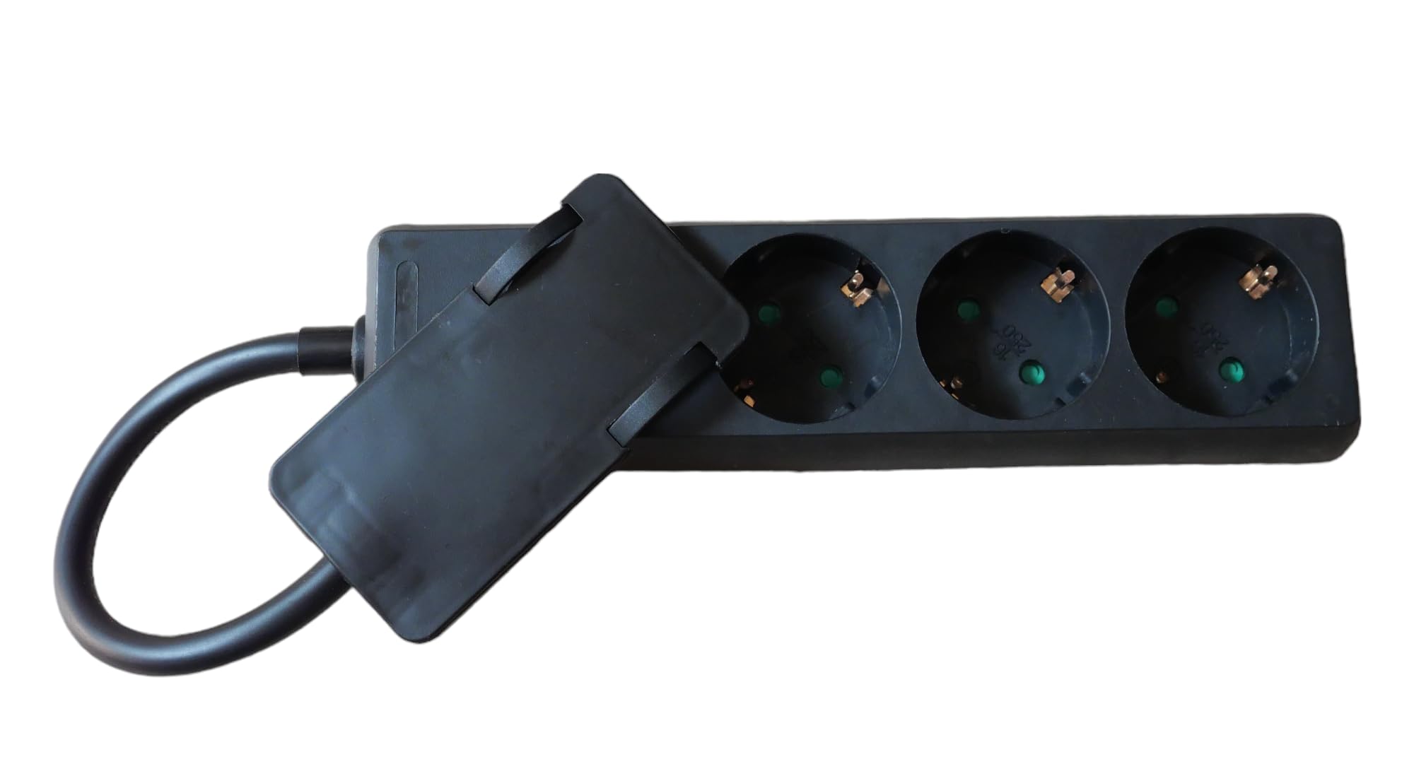 Steckdose 4Fach Schwarz Flach Stecker Möbel Schwarz CE mit kurzem Kabel (2)