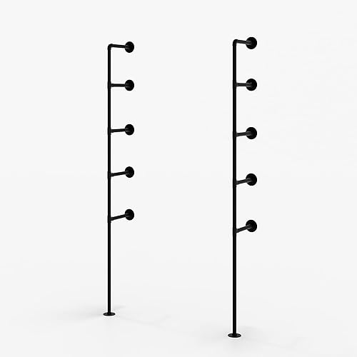 Miniatura 5 de pamo Estantería de tubería industrial  Estantes resistentes montados en la pared  Soportes con recubrimiento en polvo negro