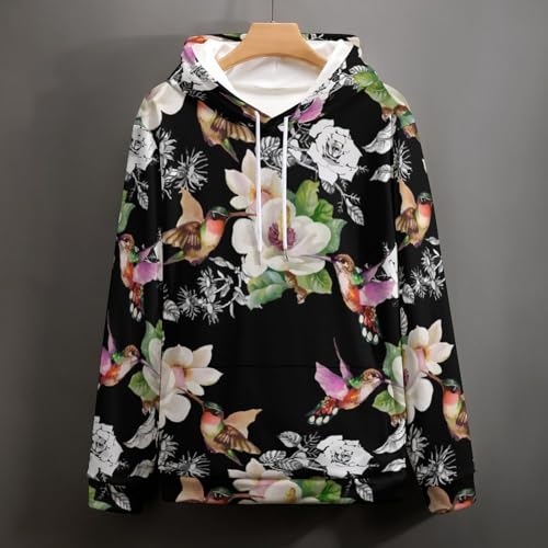 Sweat à capuche fleurs oiseaux idéal pour vos sorties urbaines de mi-saison - 5