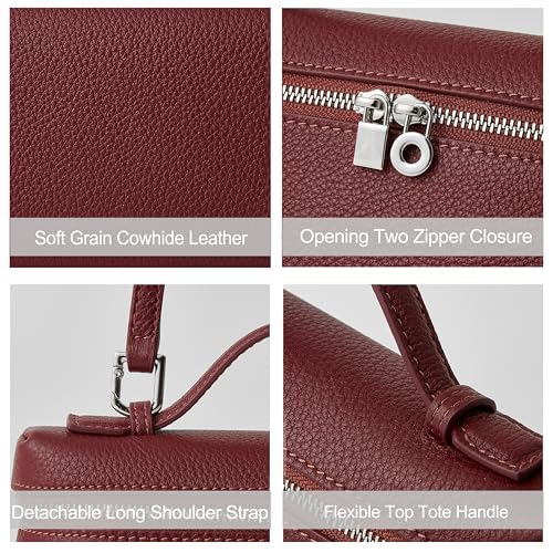 Image of DORIS&JACKY Small Leather Crossbody Bag for Women Designer Mini Top Handle Clutch Phone Bag with Adjustable Shoulder Strap