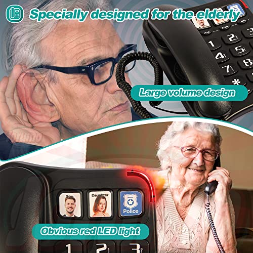 Big-Button-Phone-for-Seniors-Telephones-for-Hearing-Impaired-9-Picture-Labels-and-3-Picture-Keys-Extra-Long-164-Cord-Simple-Landline-Phones-for-Seniors-White