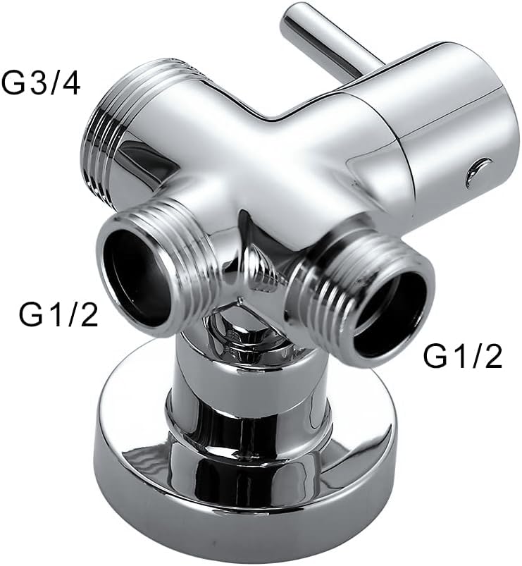 JOHO 3-wegdoucheventiel met hendel, G1/2 G3/4 inch, reserveonderdeel D24 mm, chroom