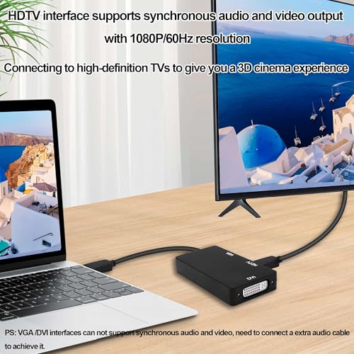 Adaptador DP a VGA DVI HDTV 3 en 1 para PC y Laptop miniatura 3