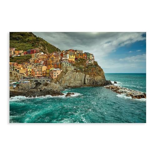 Manarola Cinque Terre poster sur toile paysage côtier italien 40,6x61 cm