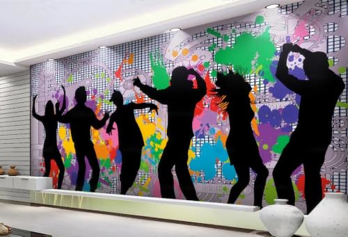 Fond d'Écran Mural 3D Graffiti et Silhouettes Danse - 400x280 cm