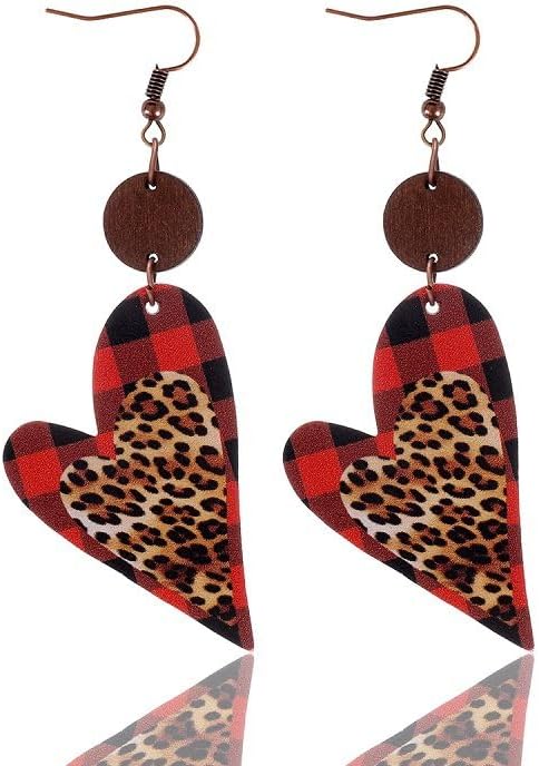 Love Print Earrings Leopard Leather Denim Valentine Gift Jewelry Earrings for Women