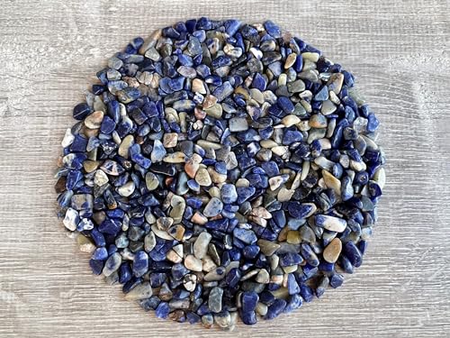 Image of GAF TREASURES 2 oz Lot Natural Semi Sodalite Tumbled Gemstone Chips, Crushed Mini Crystals, Undrilled Crystal Chips (Sodalite)