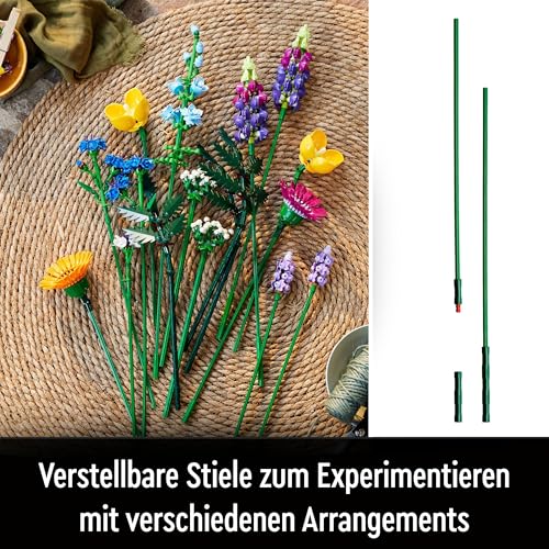 LEGO Botanicals Wildblumenstrauß Set - Künstliche Blumen mit Mohn und Lavendel zum Basteln für Erwachsene - Geschenkidee für Heimdeko - Botanik Kollektion 10313