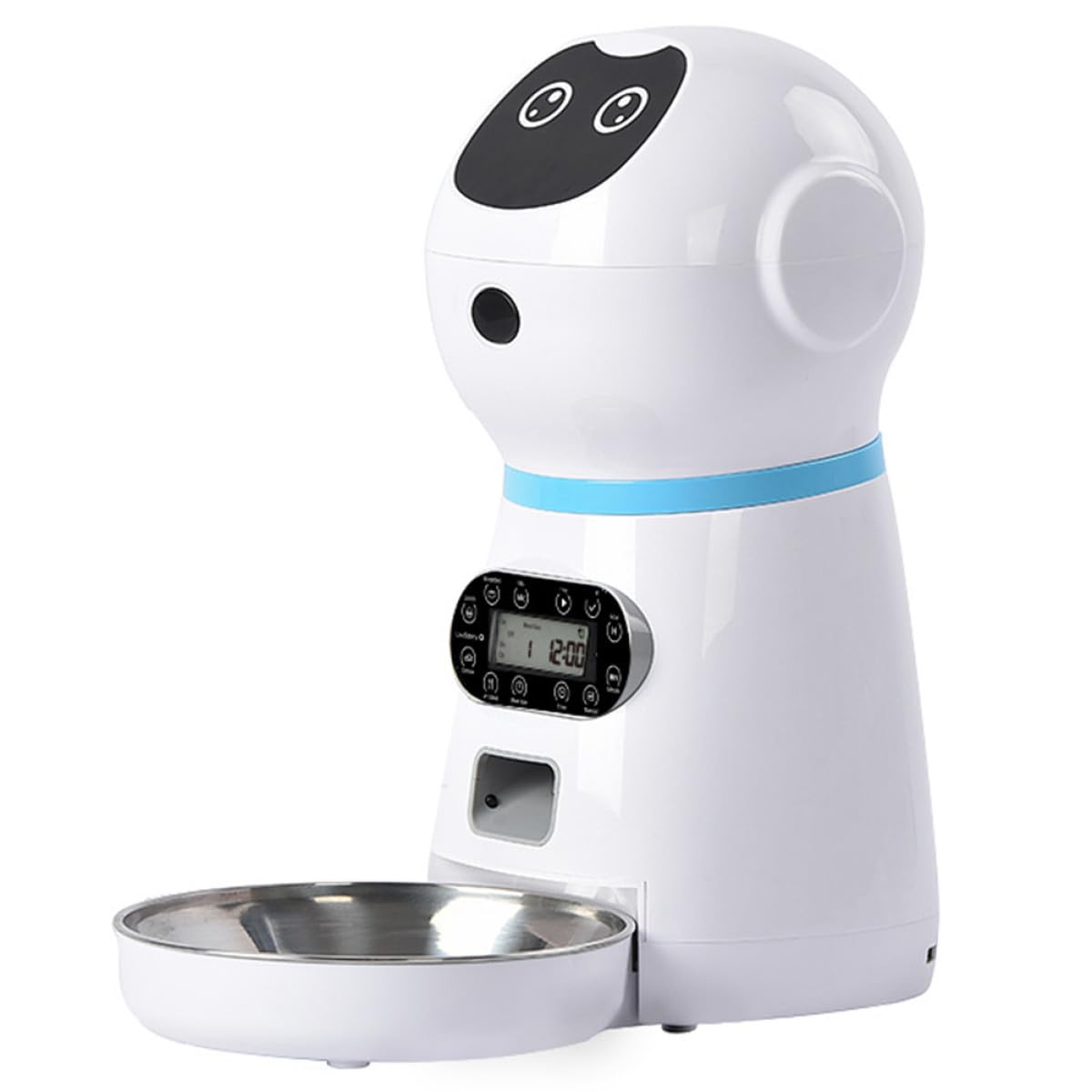 Homoyoyo Alimentador Automático para Mascotas Temporizador Digital y Robot Dispensador sin Pilas, Cuenco Inoxidable Desmontable para Gatos y Perros, Apto para Alimentación Programada