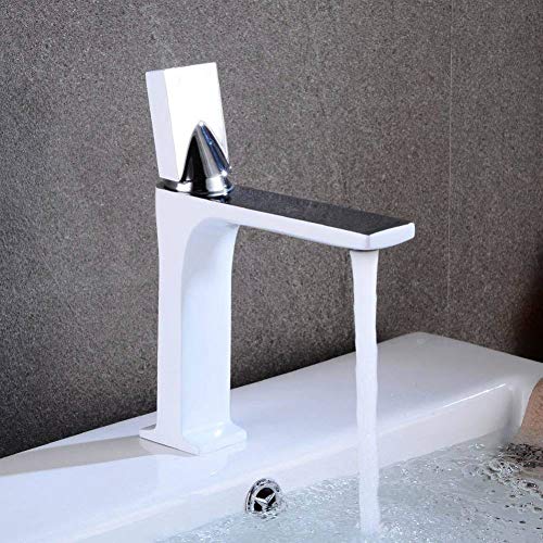 Grifo de baño moderno para tazón de lavado y cuenca de diseño nórdico en color blanco y cromo