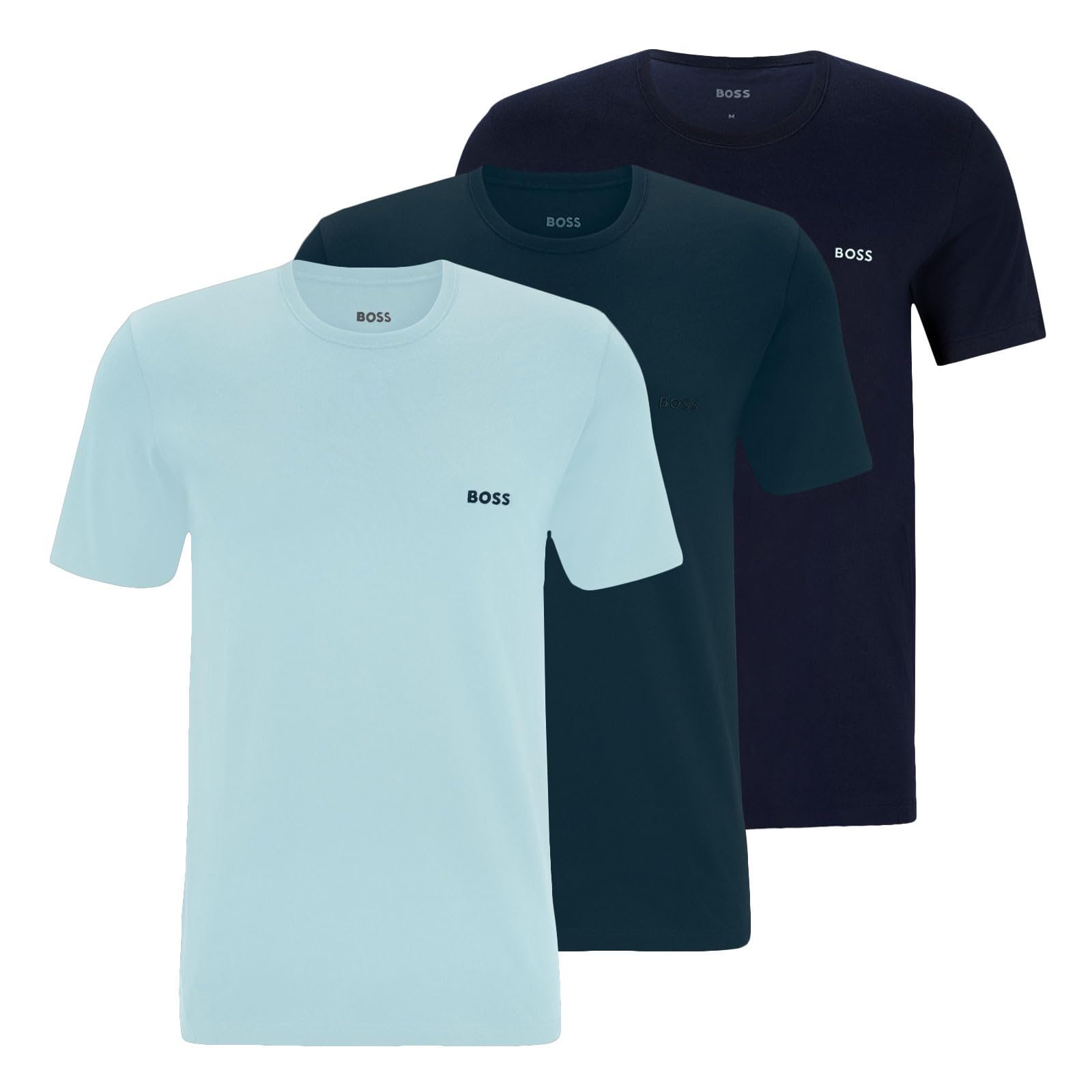 Boss Men's Blue Bodywear 3 Pack Premium Cotton T-Shirts - Crew Neck in Size L, Sports Direct