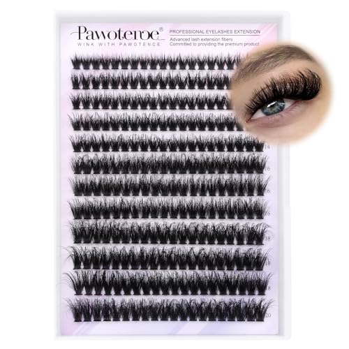 Image of Pawotence Lash Clusters Full 80D Individual Lashes Cluster Eyelash Extensions 10-20mm Mix Eyelash Clusters 240pcs Lash Extension for Self Application (Mink 80D, 0.07D, 10-20mm)