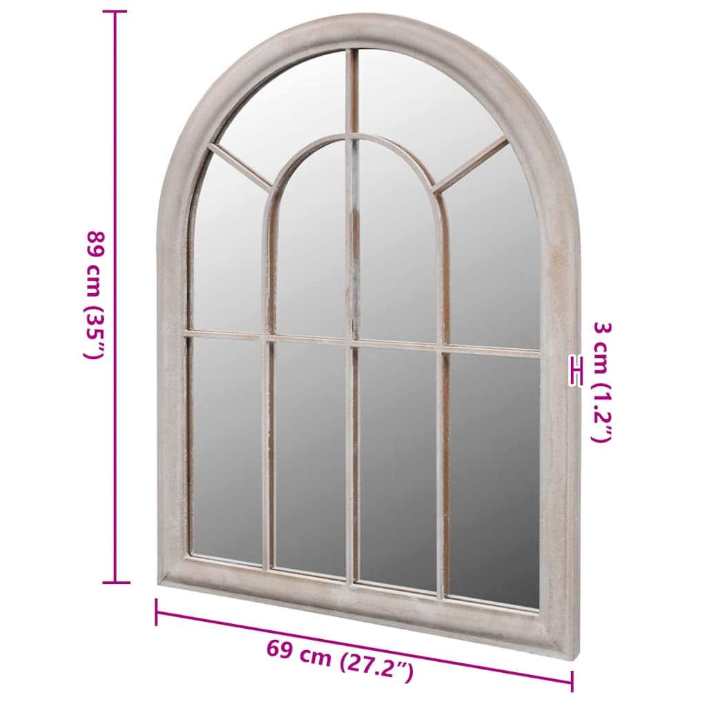 Espejo de jardín arco blanco envejecido 69 × 89 cm para decoración de pared interior y exterior espejo de pared con efecto óxido