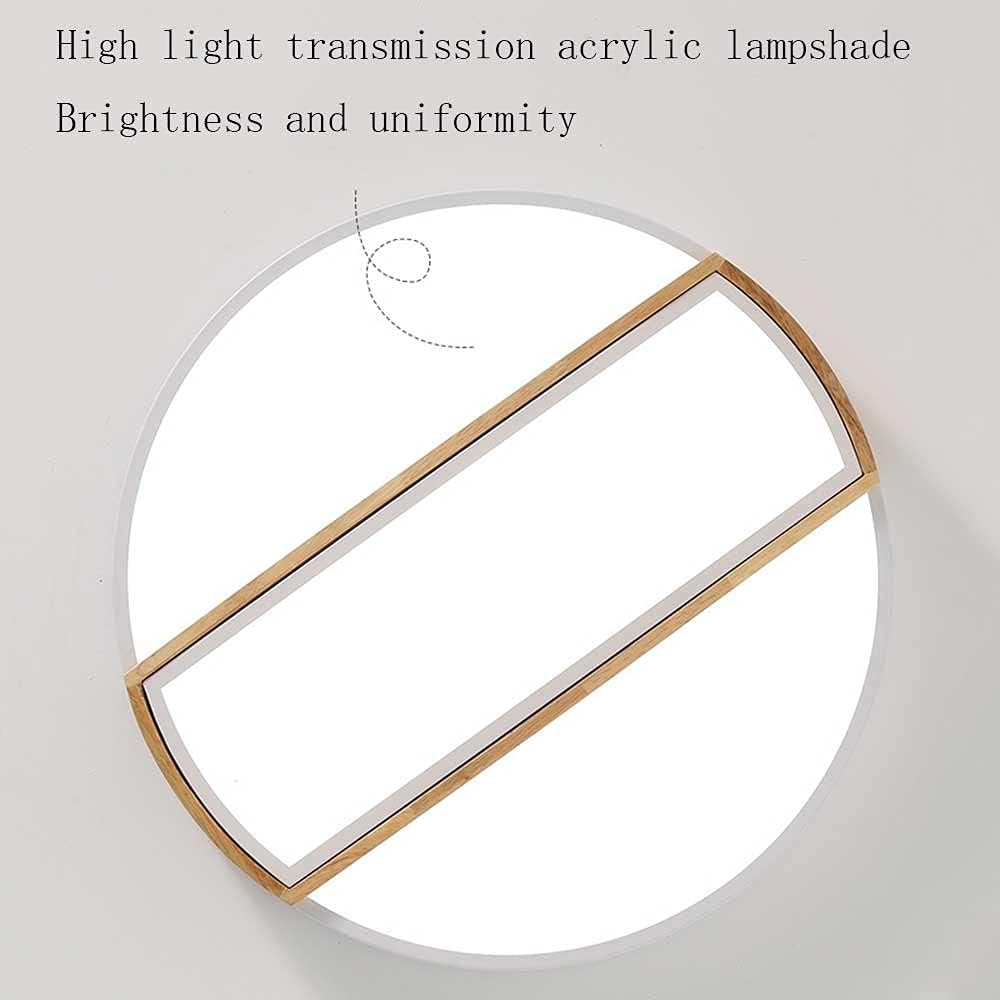 Ceiling Light LED Dimmable Round Ceiling Lamp Household Ceiling Embedded Installation Lighting Modern Simple Metal Strip Wood Art Ceiling Light Energy-Saving Lamp