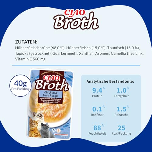 INABA Ciao Broth, Nassfutter für Katzen mit Huhn und Thunfisch, 40g – Ansicht 6