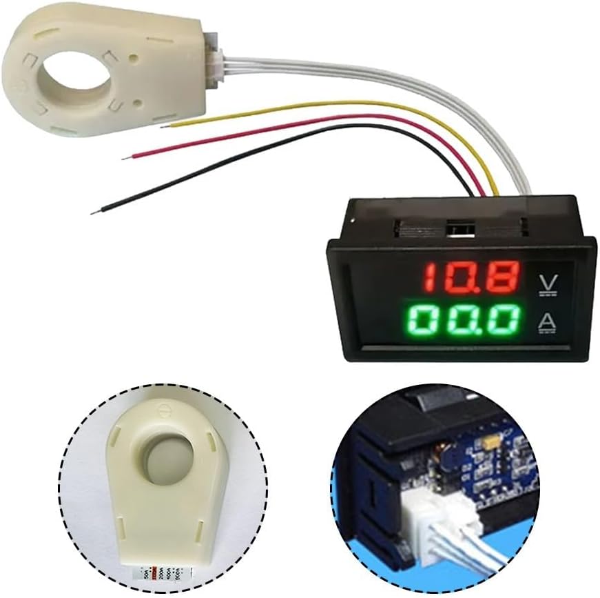 Dual Digital Display Hall Effect Current And Voltage Meter, Waterproof DC 0-300V Voltmeter Ammeter With 50A 100A 200A 400A Sensor For Industrial Testing And Power Monitoring Applications(200A)