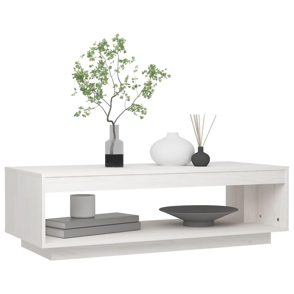 Couchtisch Weiß 110x50x33,5 cm Kiefer Massivholz