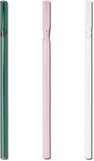Sponsored Ad - Sweeter Glass Drinking Straw Set | 3-Piece Sleek and Colorful Reusable Straws | 8MM x 10MM | Hot or Cold Dr...