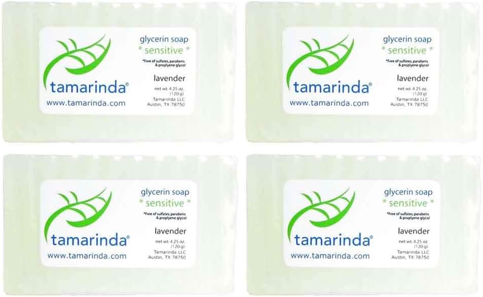 tamarinda Sulfate Free Glycerin Soap in Lavender - FOUR 4.25 oz. bars.